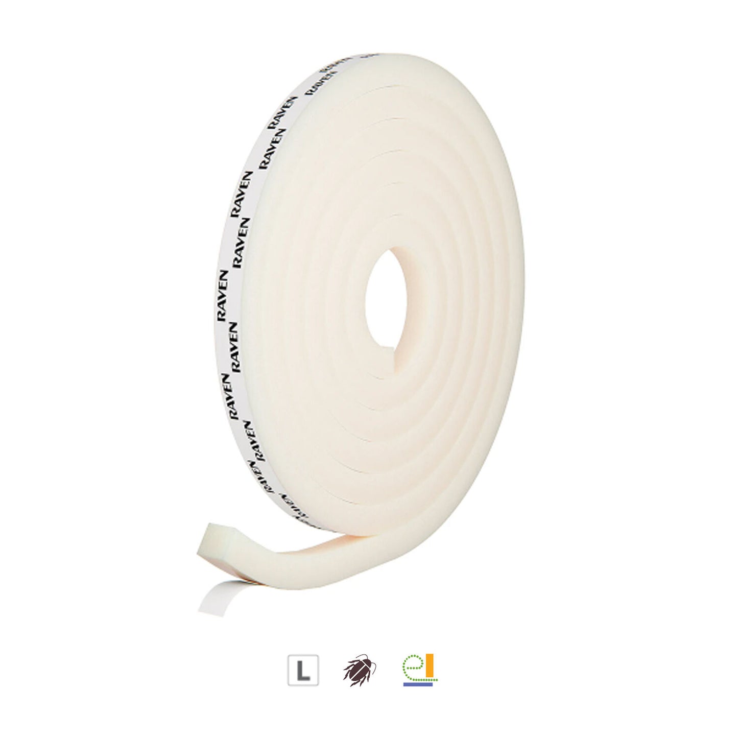 Raven Weather Strip for Doors & Windows Self Adhesive 2500mm White RP14B