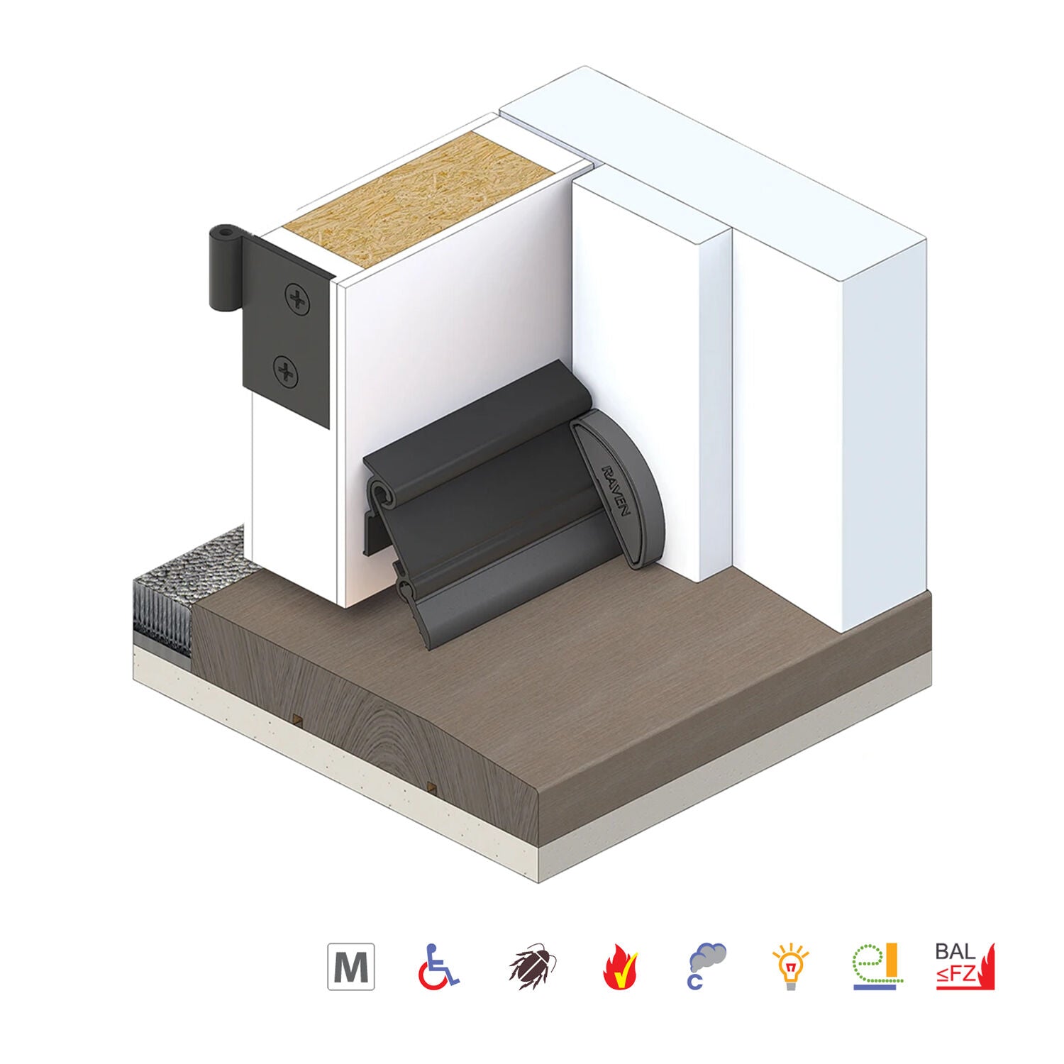 Raven RP3 Automatic Door Bottom Seals - Available in Various Finishes and Sizes