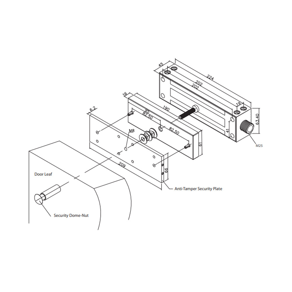 LOX Weather Resistant Elelctro Magnetic Gate Lock Stainless Steel EM5000