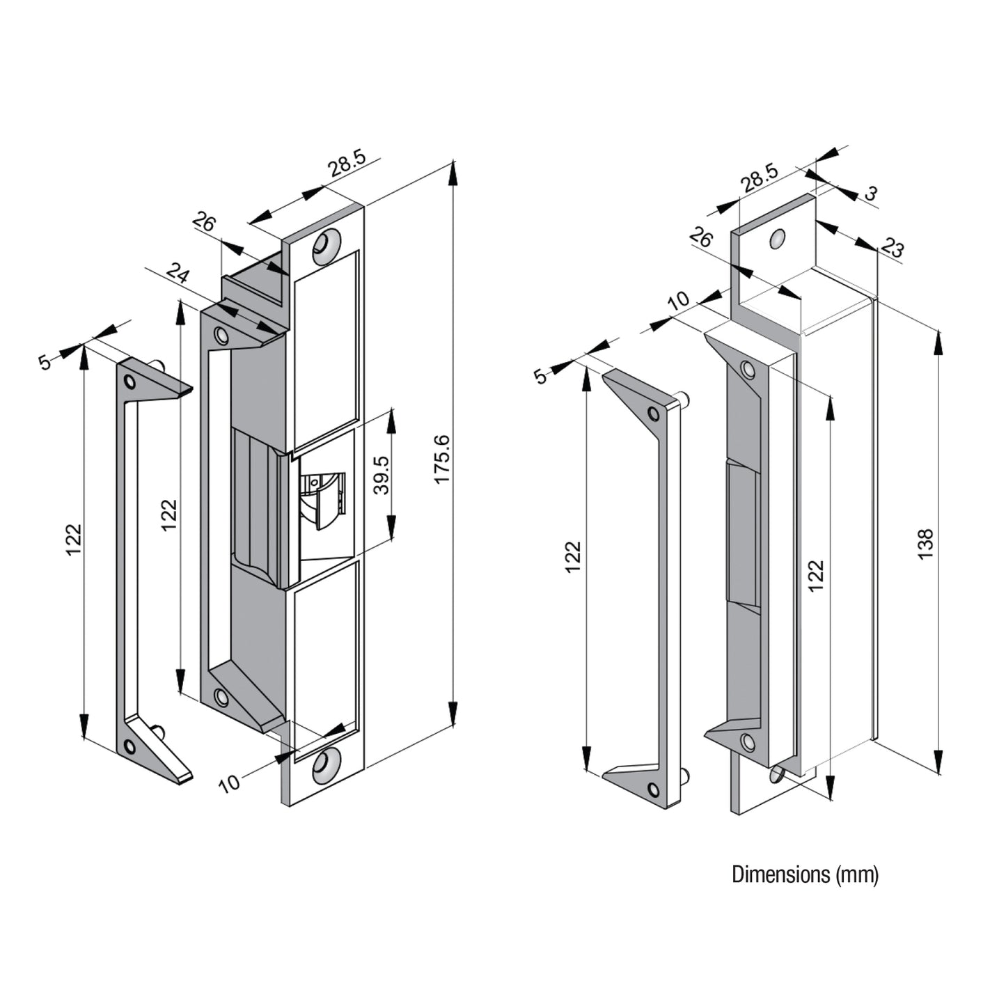LOX High Security Electric Strike Monitored Multi Voltage 10-30VDC ES20M