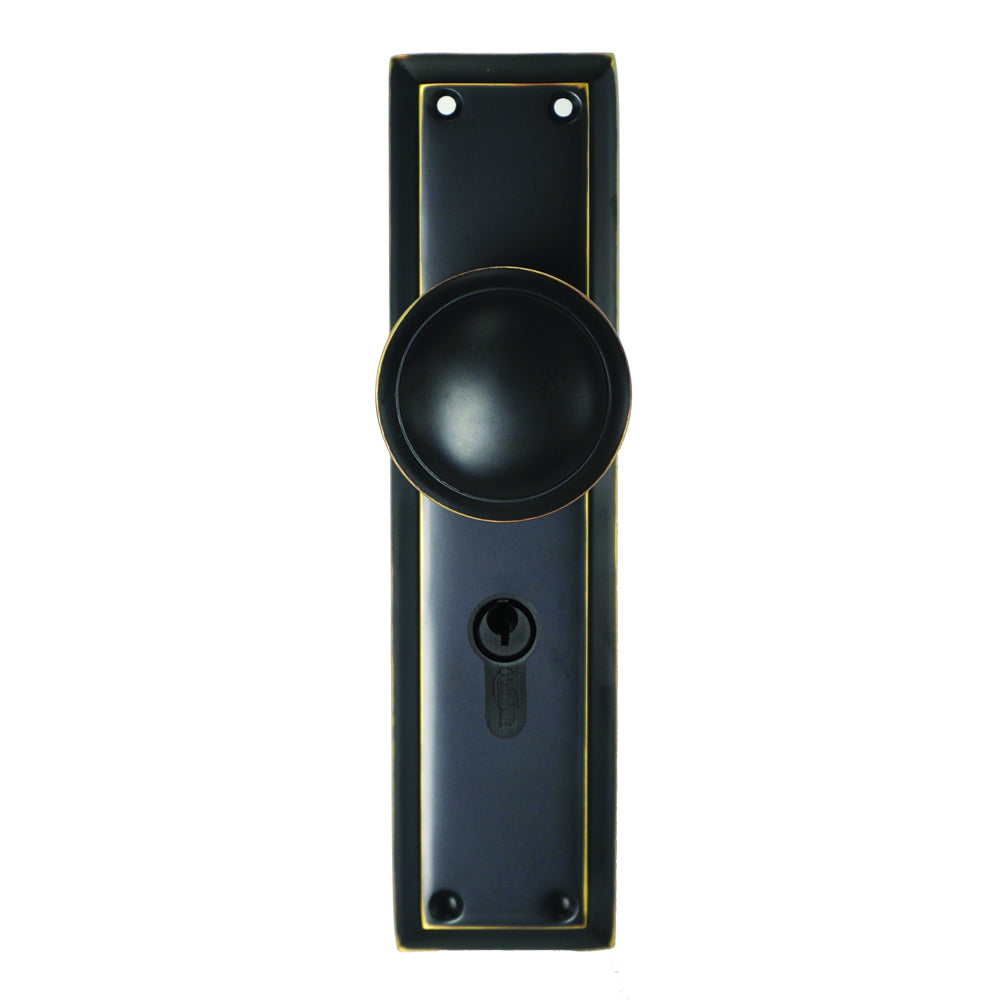Superior Brass Entrance Knob Set for 47.6mm Euro Locks 200x50mm Antique Copper 27015A