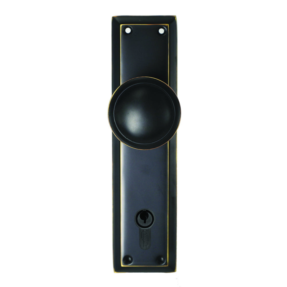 Superior Brass Entrance Knob Set for 85mm Euro Locks 200x50mm Antique Copper 27015E