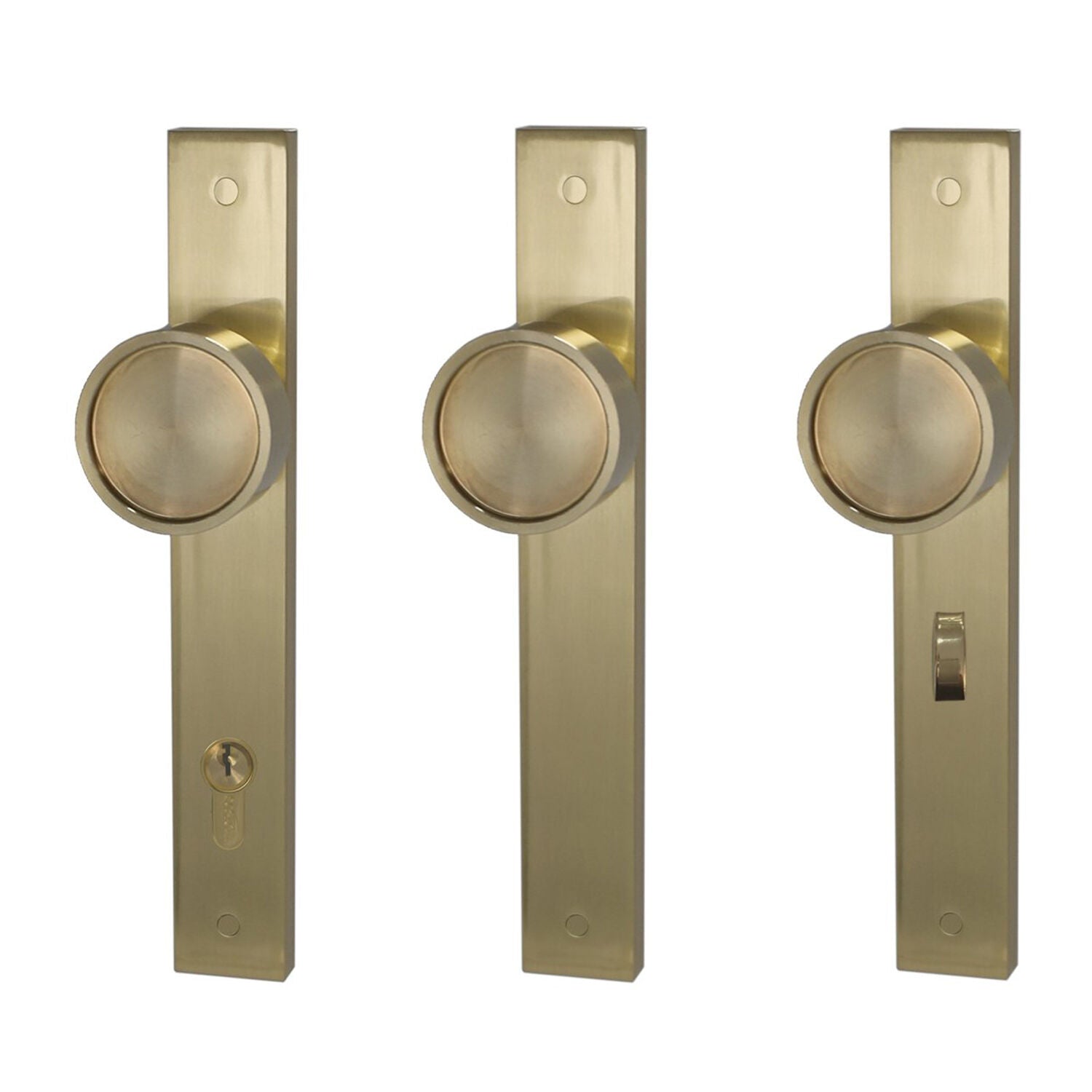 Builders Choice Long Plate Recessed Face Knob Satin Brass - Available in Various Functions