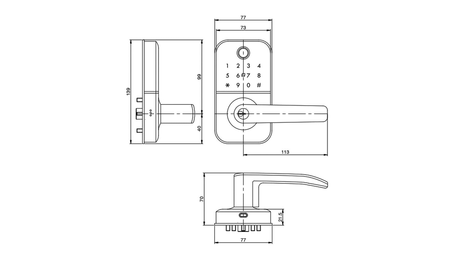 Austyle Smart Digital C4 Key In Lever Entrance Set - Available in Matt Black and Silver/White Finish