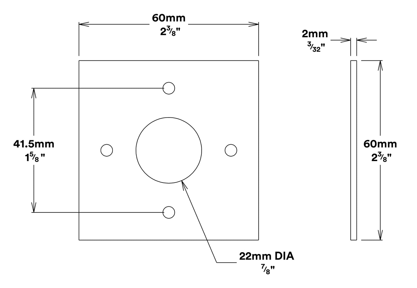 Iver Adaptor Plate Square 60mm Pair - Available In Various Finishes