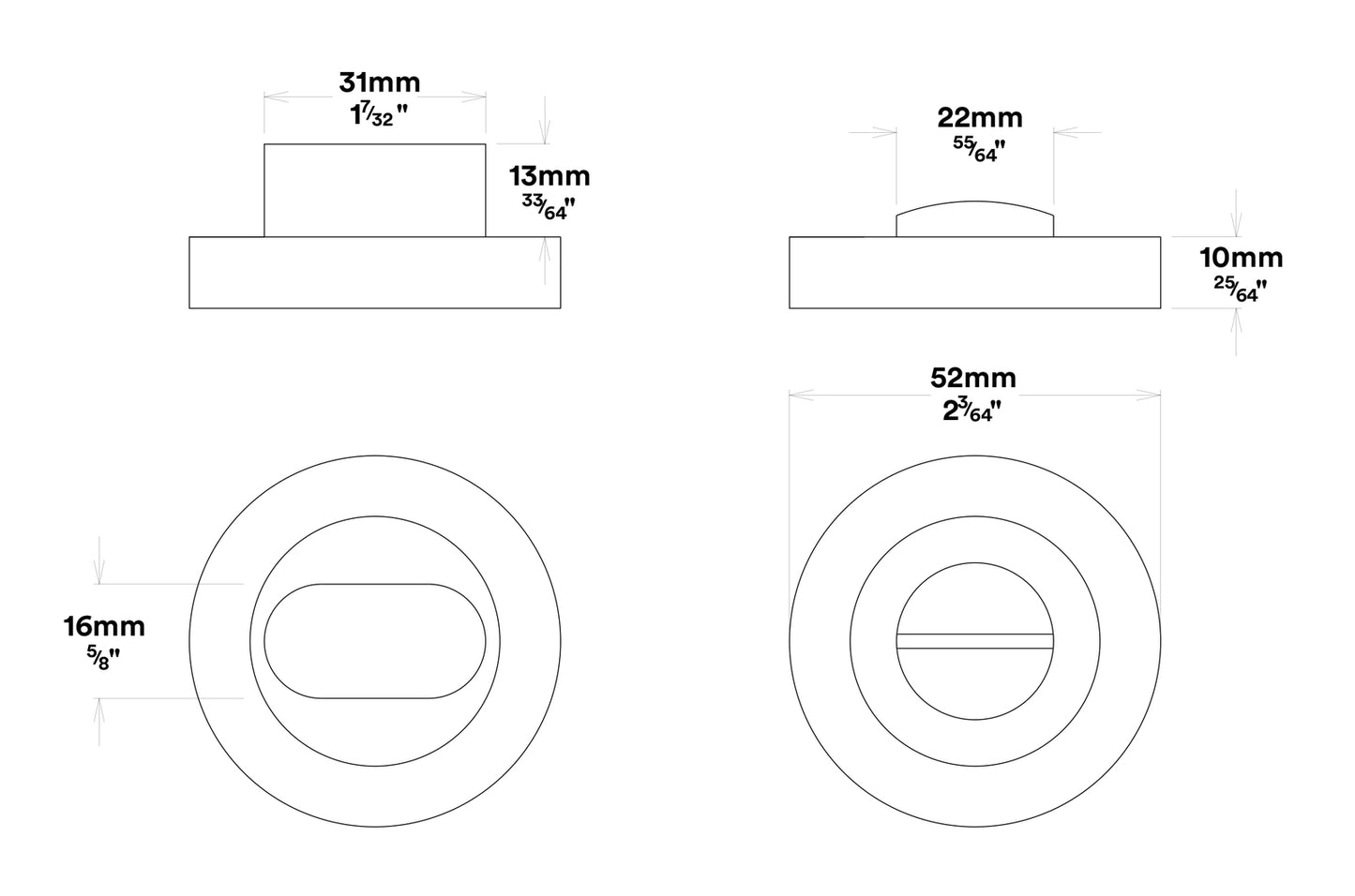 Iver Cambridge Door Knob on Round Rose Privacy Kit - Available in Various Finishes