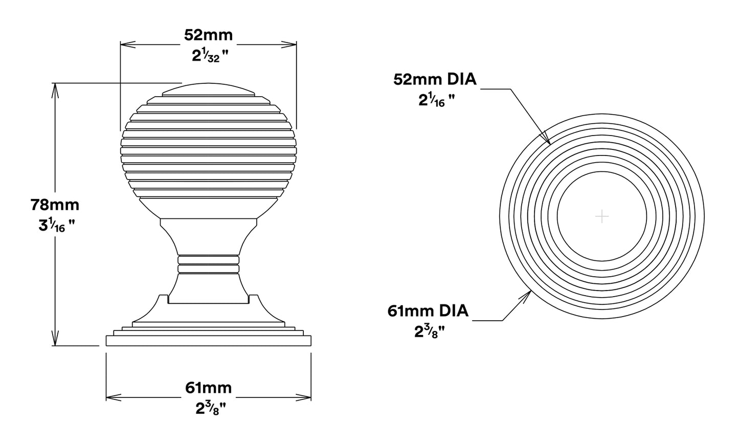 Iver Guildford Door Knob on Round Rose Passage Kit - Available in Various Finishes