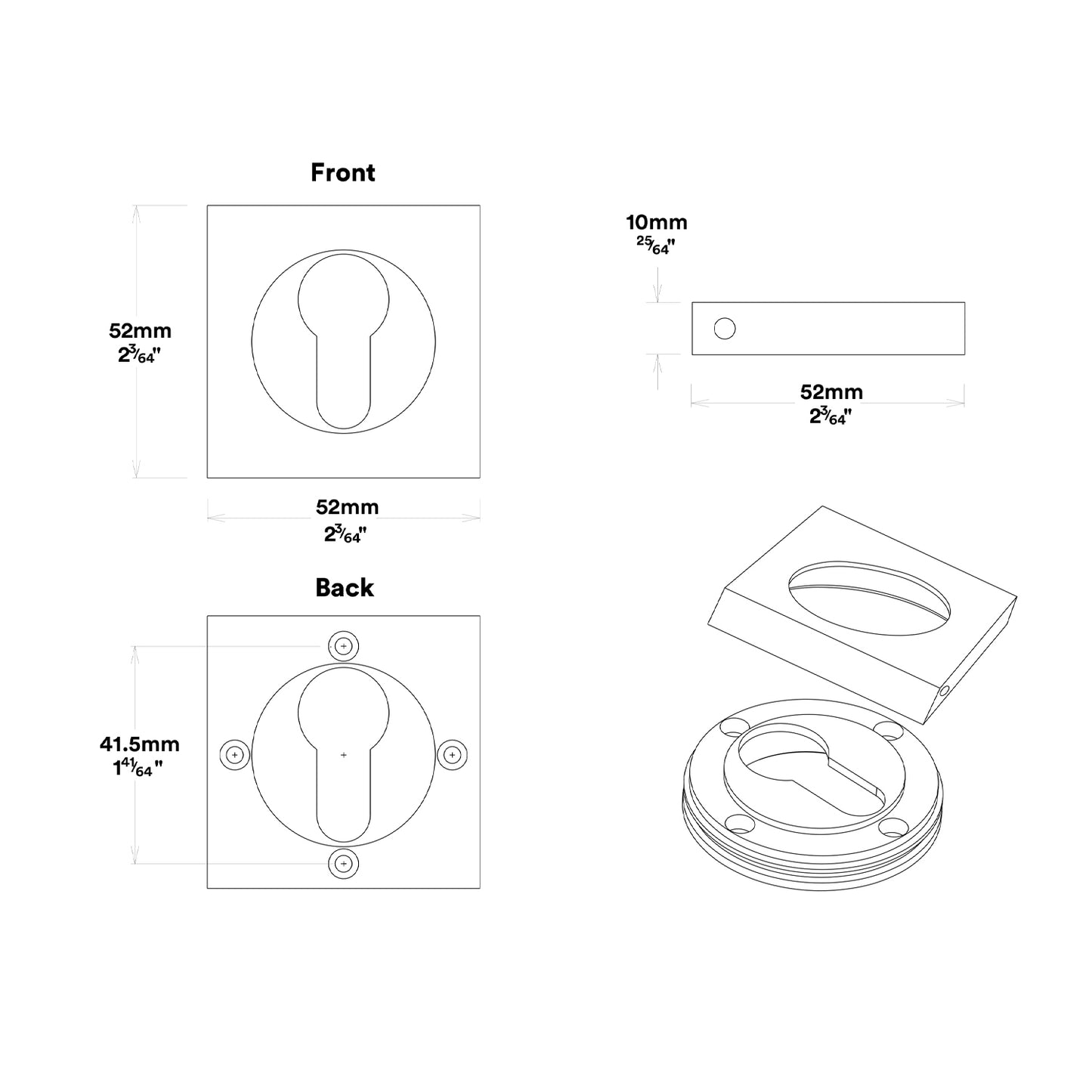 Iver Oxford Door Lever Handle on Square Rose Entrance Kit Key/Thumb - Available in Various Finishes
