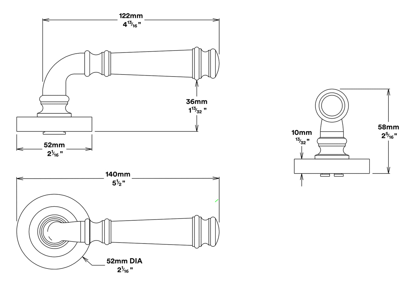 Iver Verona Door Lever Handle on Round Rose Passage Kit - Available in Various Finishes