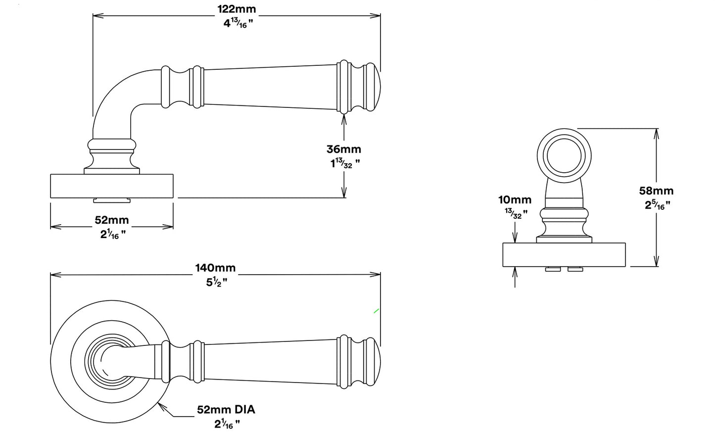 Iver Verona Door Lever Handle on Round Rose Privacy Kit - Available in Various Finishes