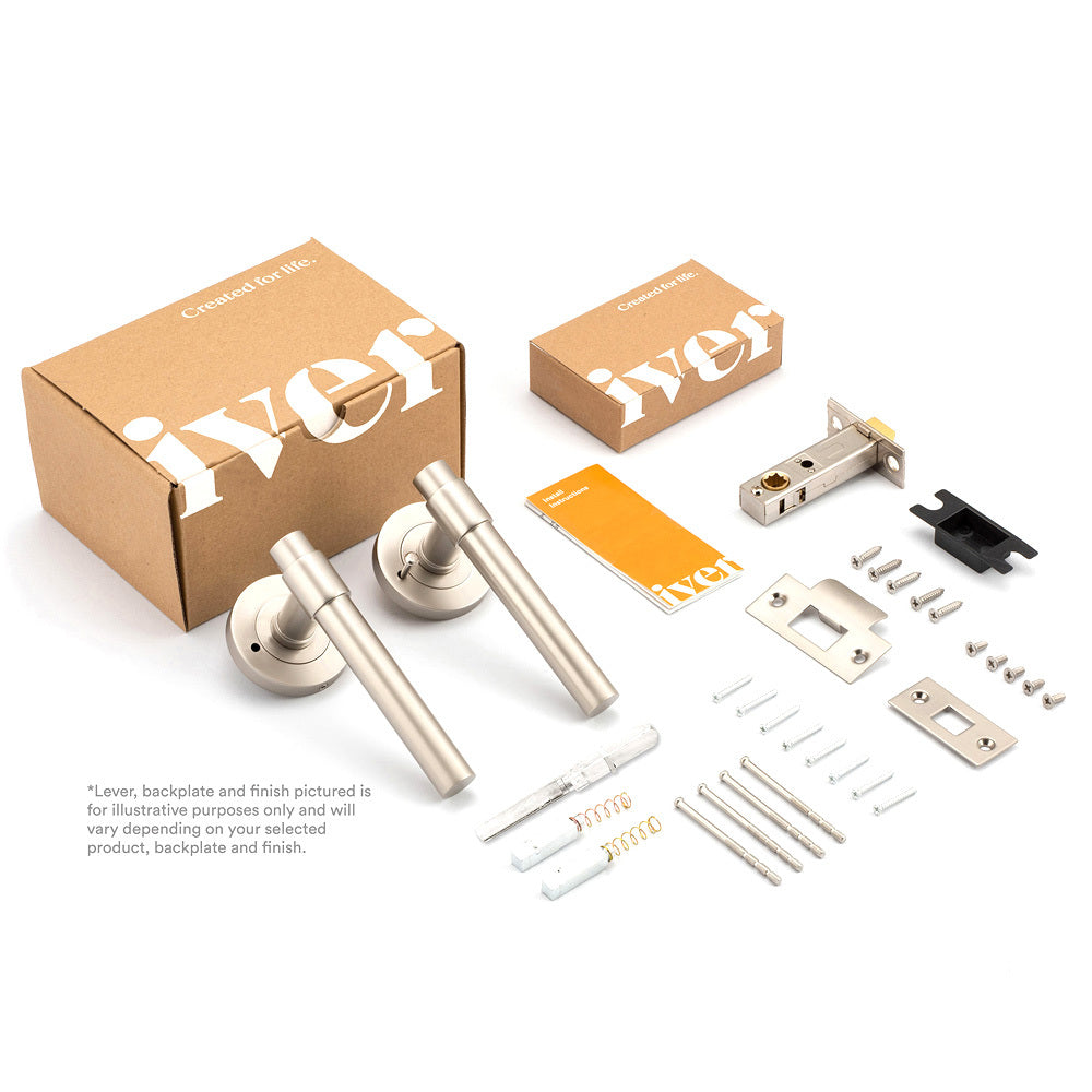 Iver Como Door Lever on Round Rose Inbuilt Privacy Kit - Available in Various Finishes
