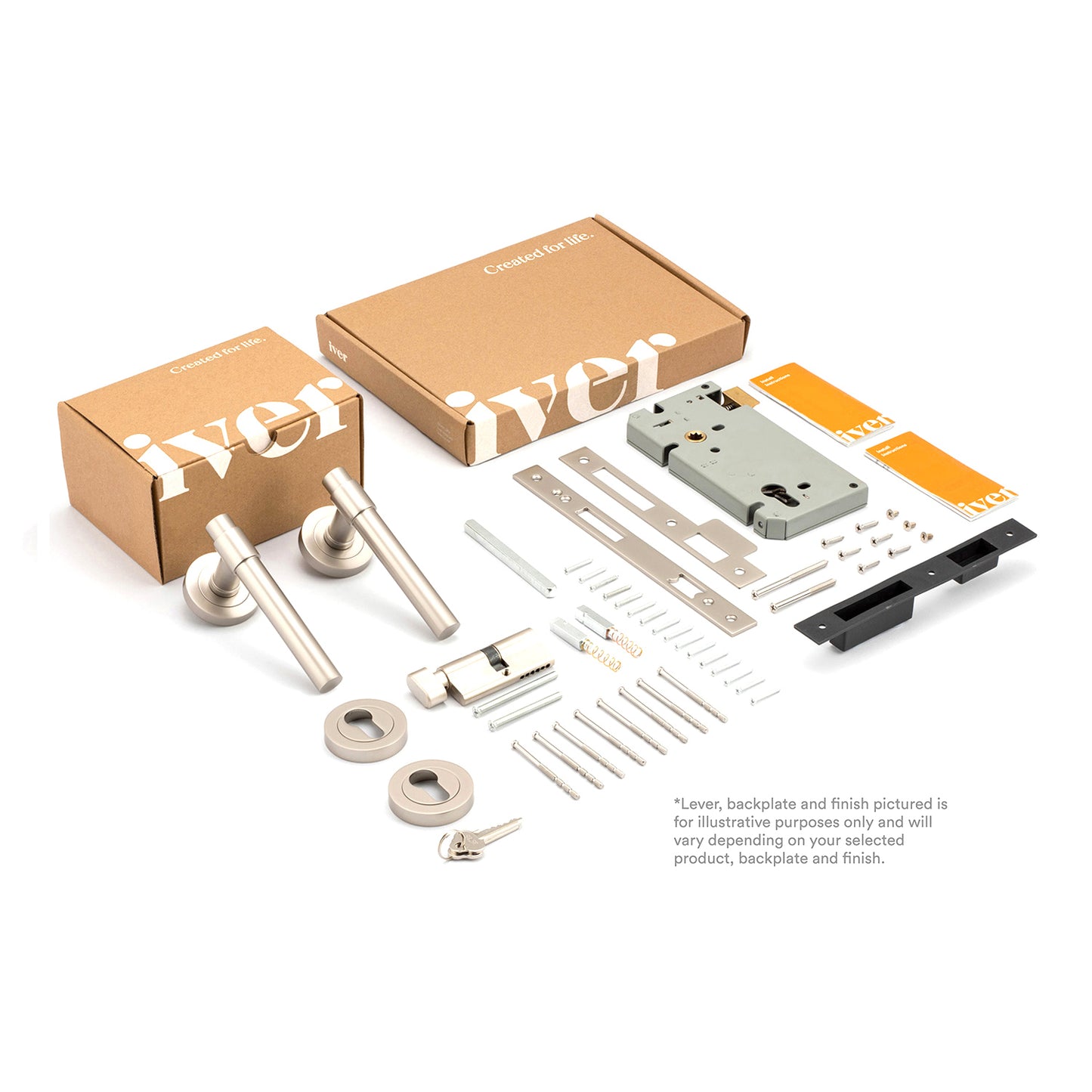 Iver Como Door Lever Handle on Round Rose Entrance Kit Key/Thumb - Available in Various Finishes