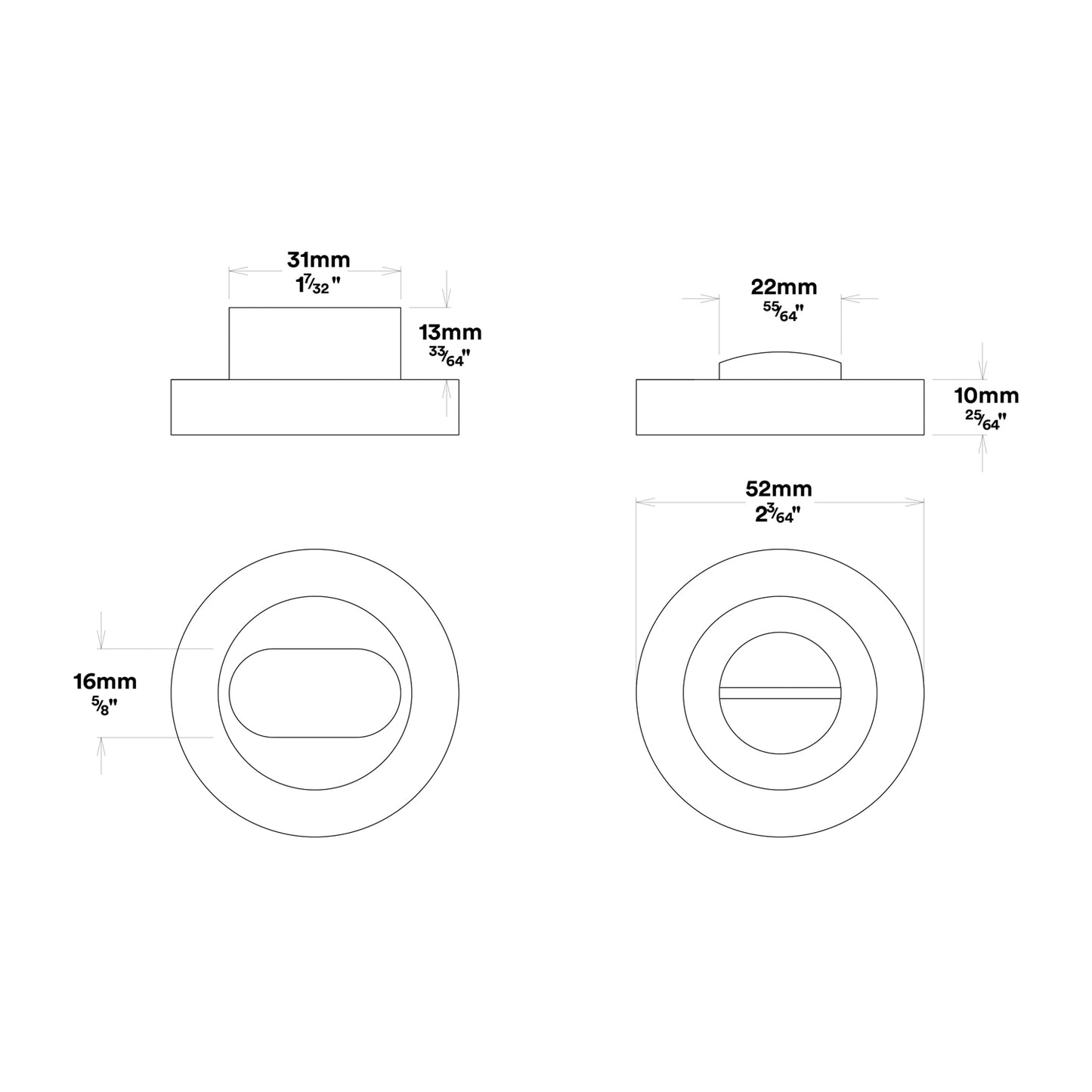Iver Como Door Lever Handle on Round Rose Privacy Kit - Available in Various Finishes