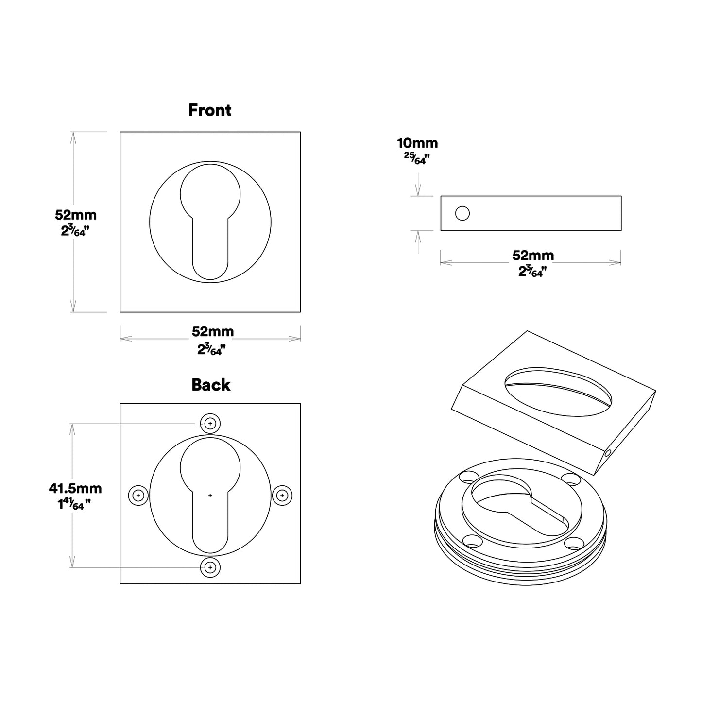 Iver Bronte Door Lever Handle on Square Rose Entrance Kit Key/Thumb - Available in Various Finishes
