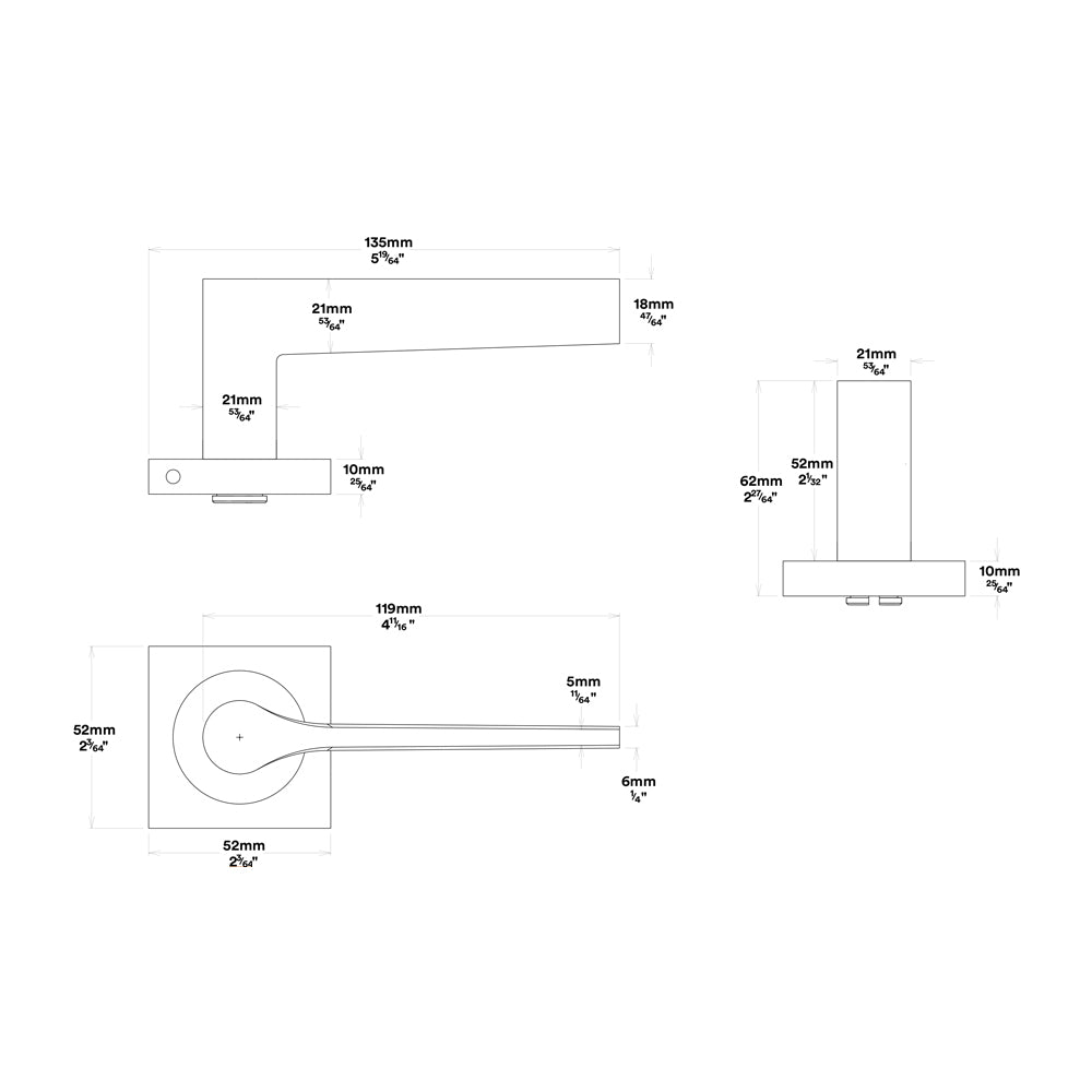 Iver Como Door Lever Handle on Square Rose Entrance Kit Key/Thumb - Available in Various Finishes