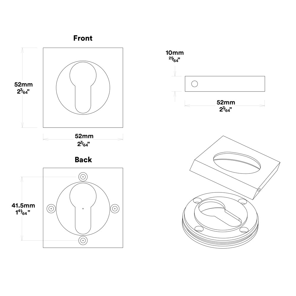 Iver Como Door Lever Handle on Square Rose Entrance Kit Key/Thumb - Available in Various Finishes