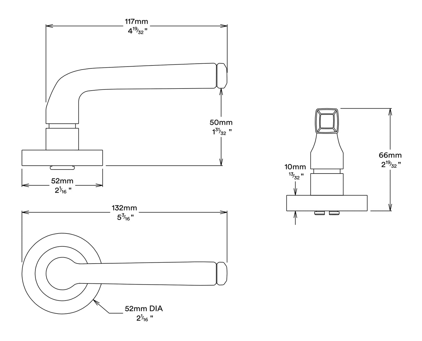 Iver Annecy Door Lever on Round Rose Passage Kit - Available in Various Finishes