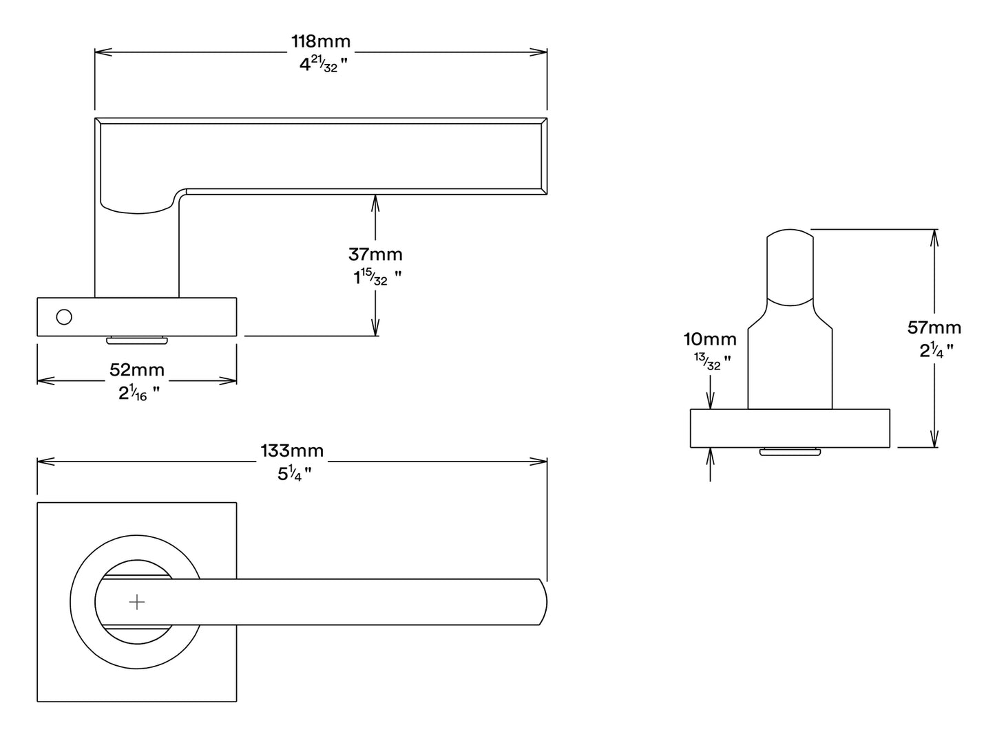 Iver Baltimore Door Lever on Square Rose Pair Entrance Kit Key/Key - Available in Various Finishes