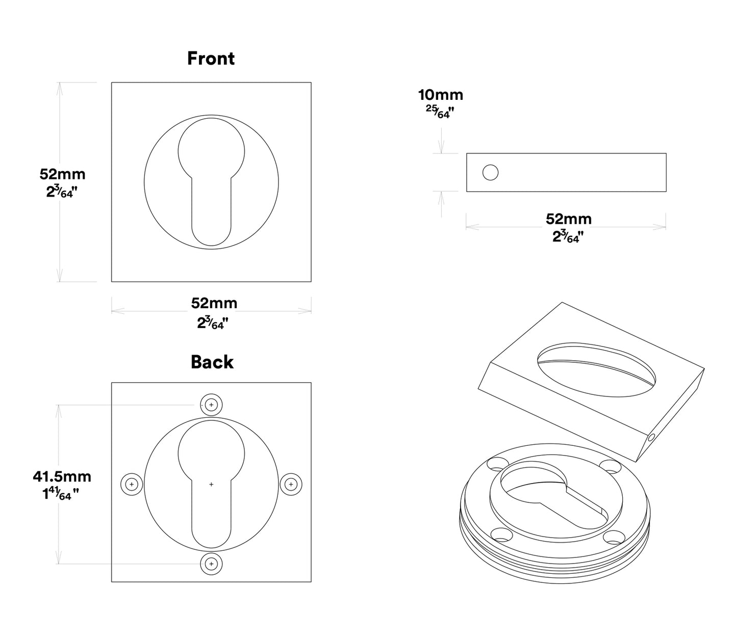 Iver Baltimore Door Lever on Square Rose Pair Entrance Kit Key/Thumb - Available in Various Finishes