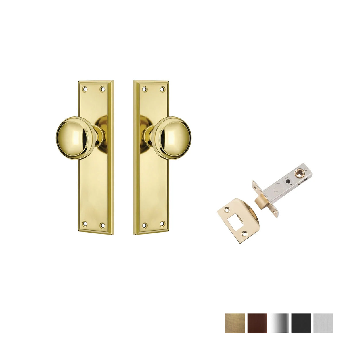 Tradco Milton Door Knob on Long Backplate Passage Set - Available in Various Finishes