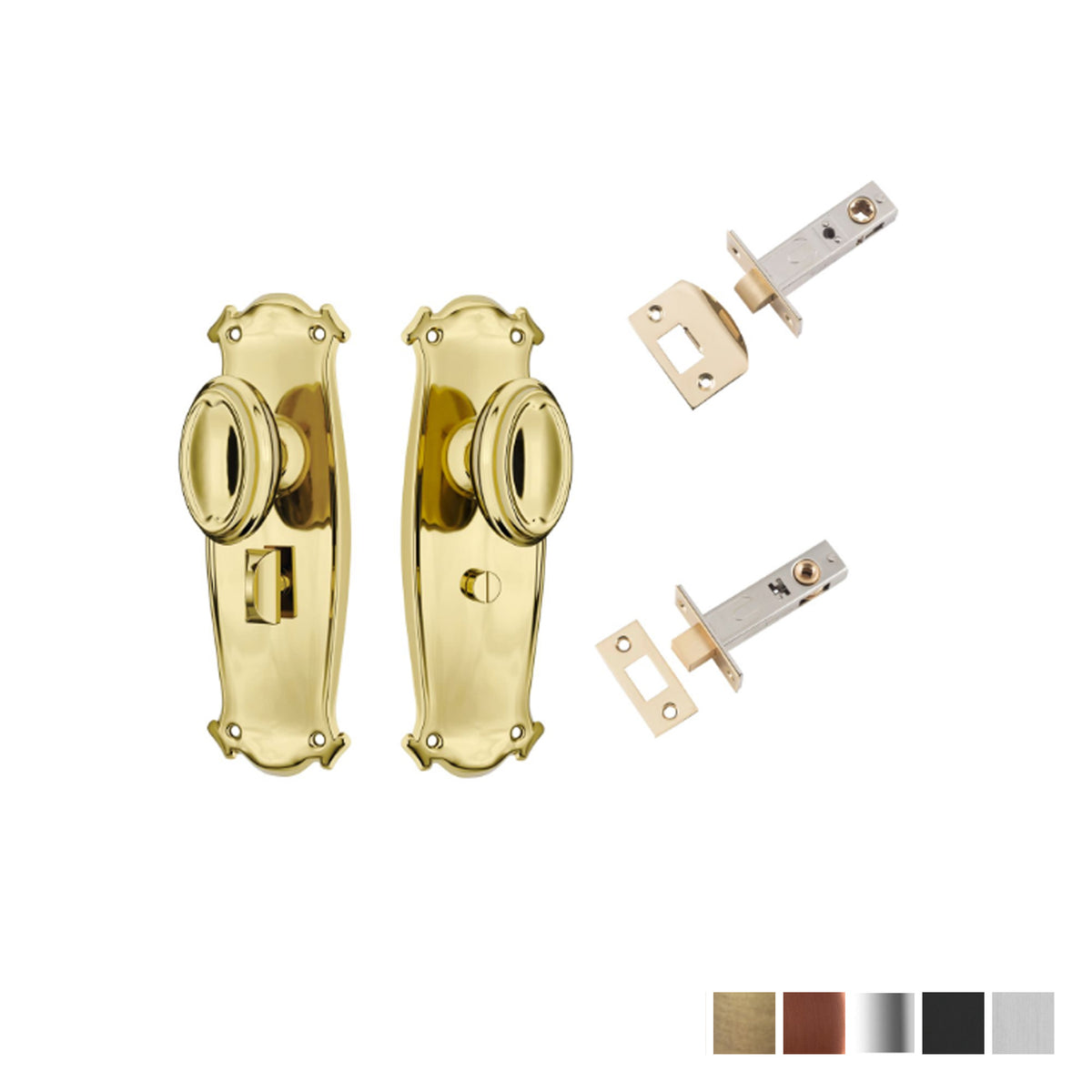 Tradco Bungalow Door Knob on Backplate Privacy Set - Available in Various Finishes