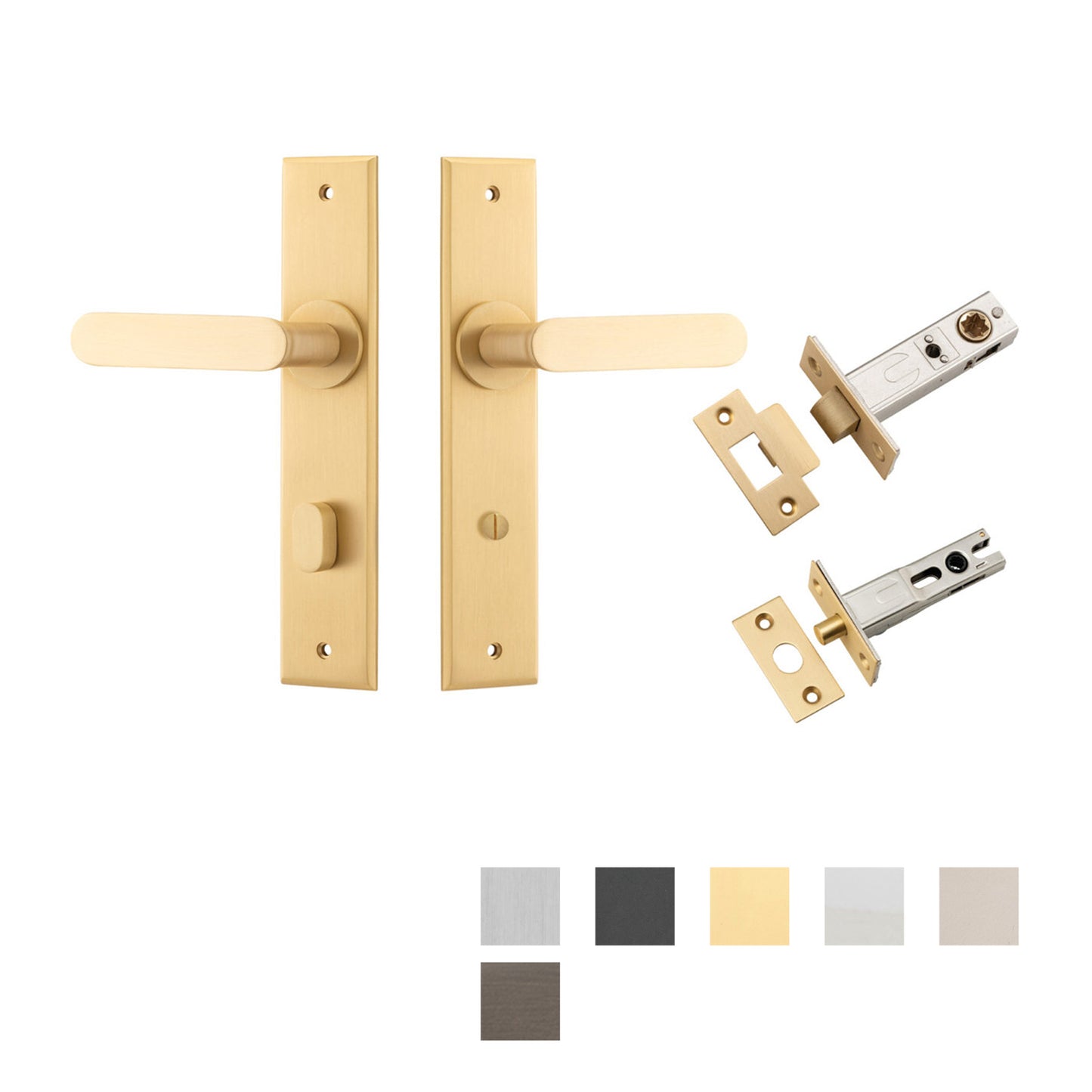 Iver Bronte Door Lever Handle on Chamfered Backplate Privacy Kit with Turn
