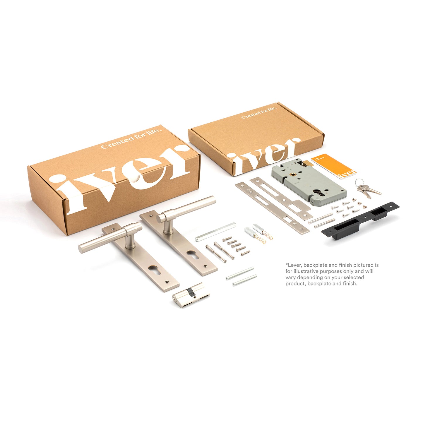 Iver Sarlat Door Lever Handle on Rectangular Backplate Entrance Kit Key/Key