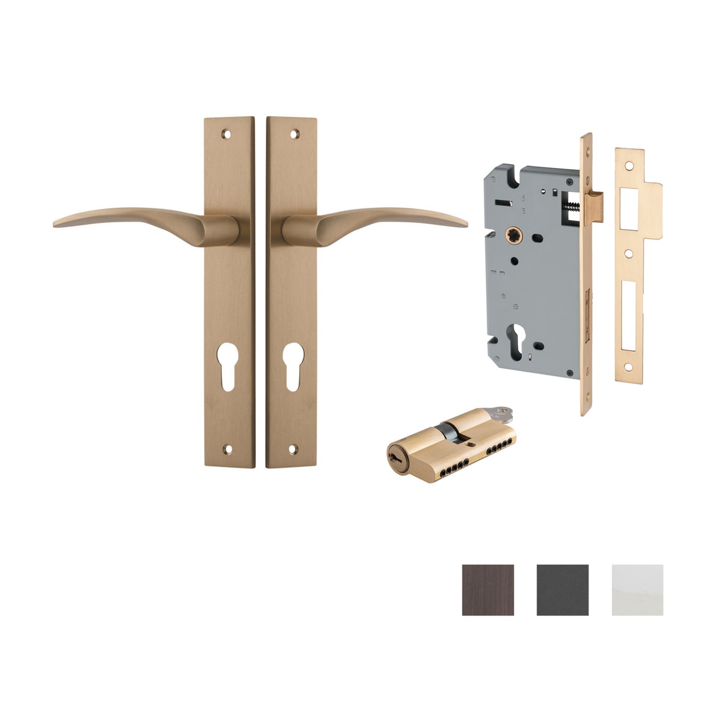 Iver Oxford Door Lever Handle on Rectangular Backplate Entrance Kit Key/Key