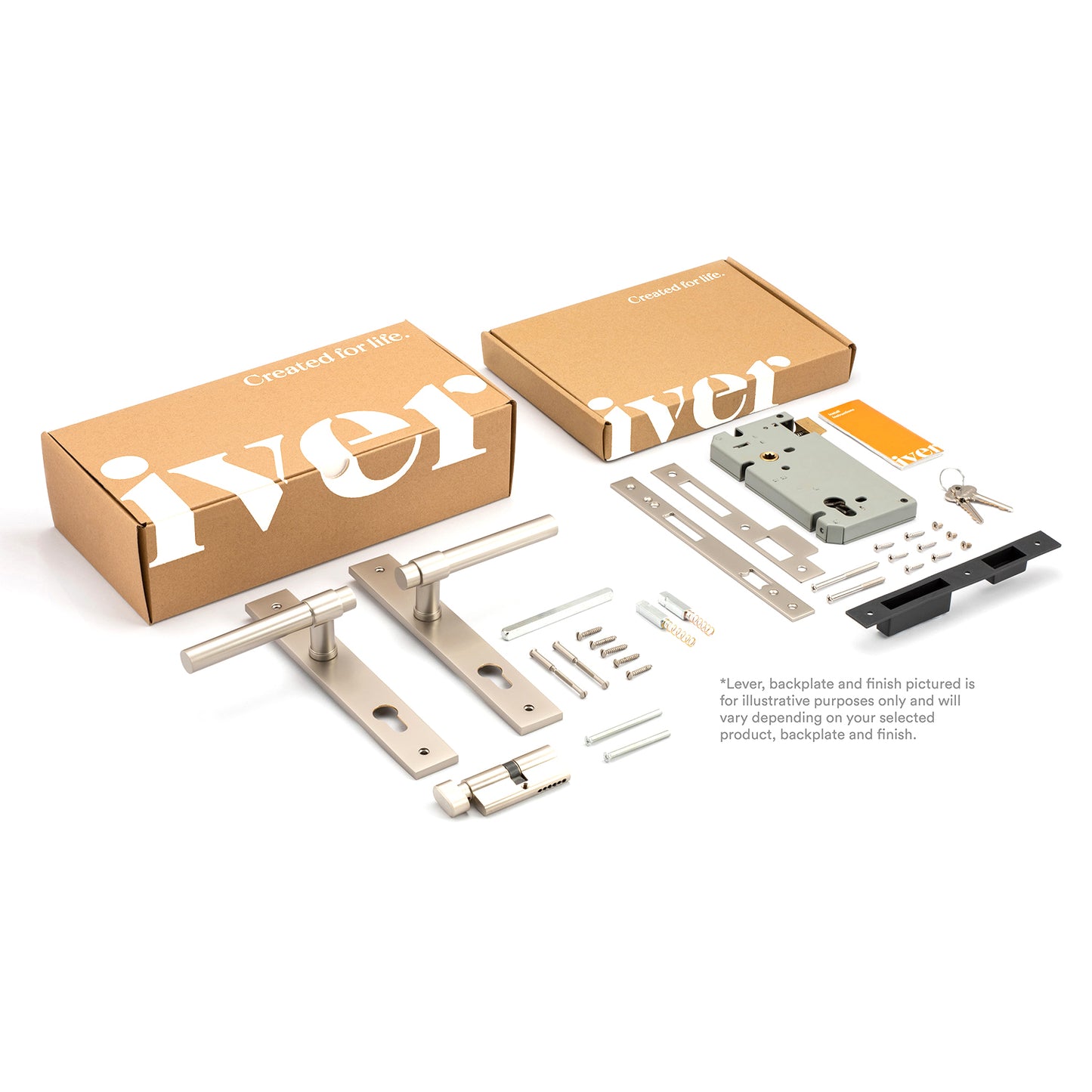 Iver Sarlat Door Lever Handle on Shouldered Backplate Entrance Kit Key/Thumb