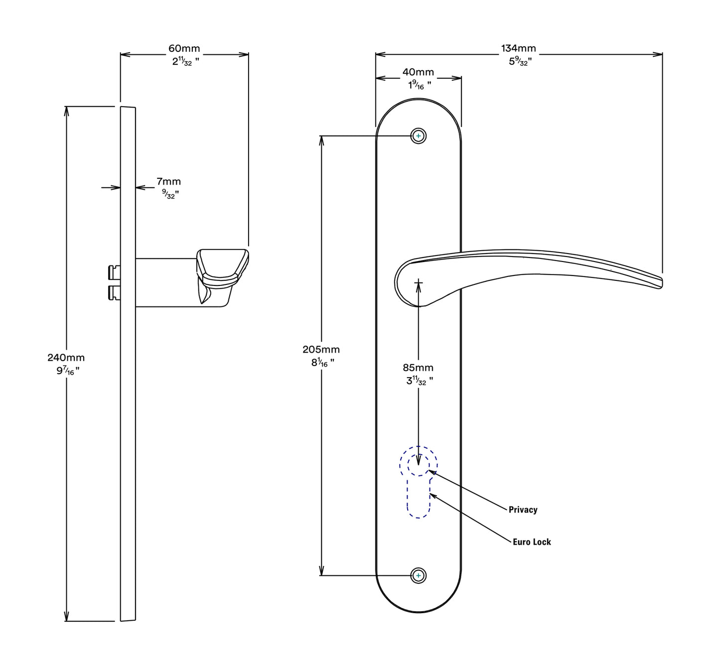 Iver Oxford Door Lever Handle on Oval Backplate Passage Kit - Available in Various Finishes