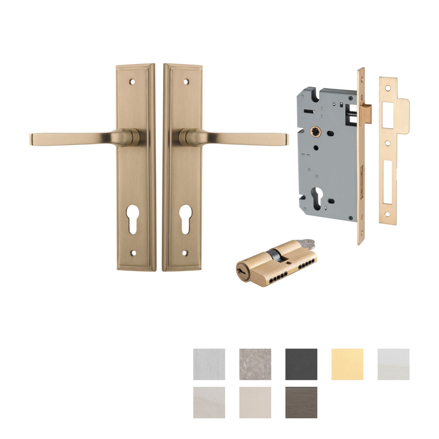 Iver Annecy Door Lever Handle on Stepped Backplate Entrance Kit Key/Key