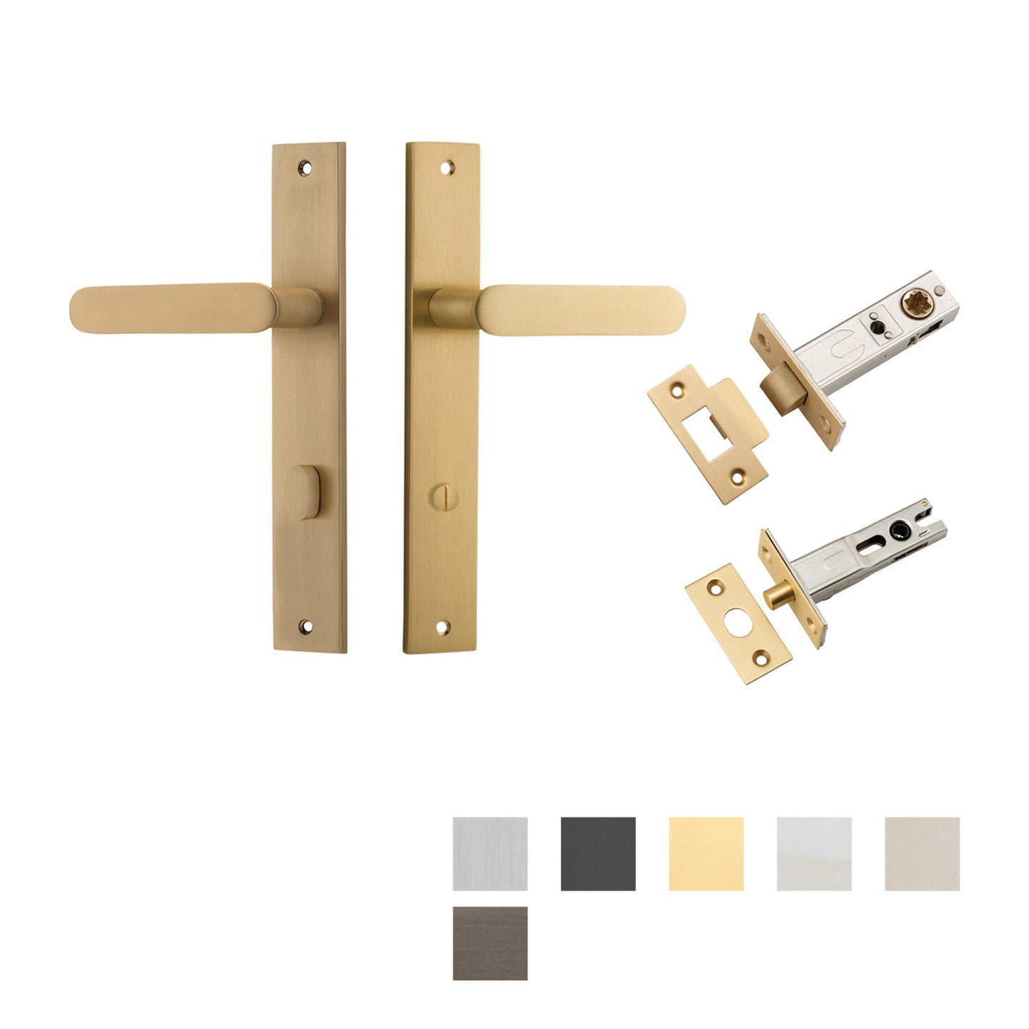 Iver Bronte Door Lever Handle on Rectangular Backplate Privacy Kit with Turn