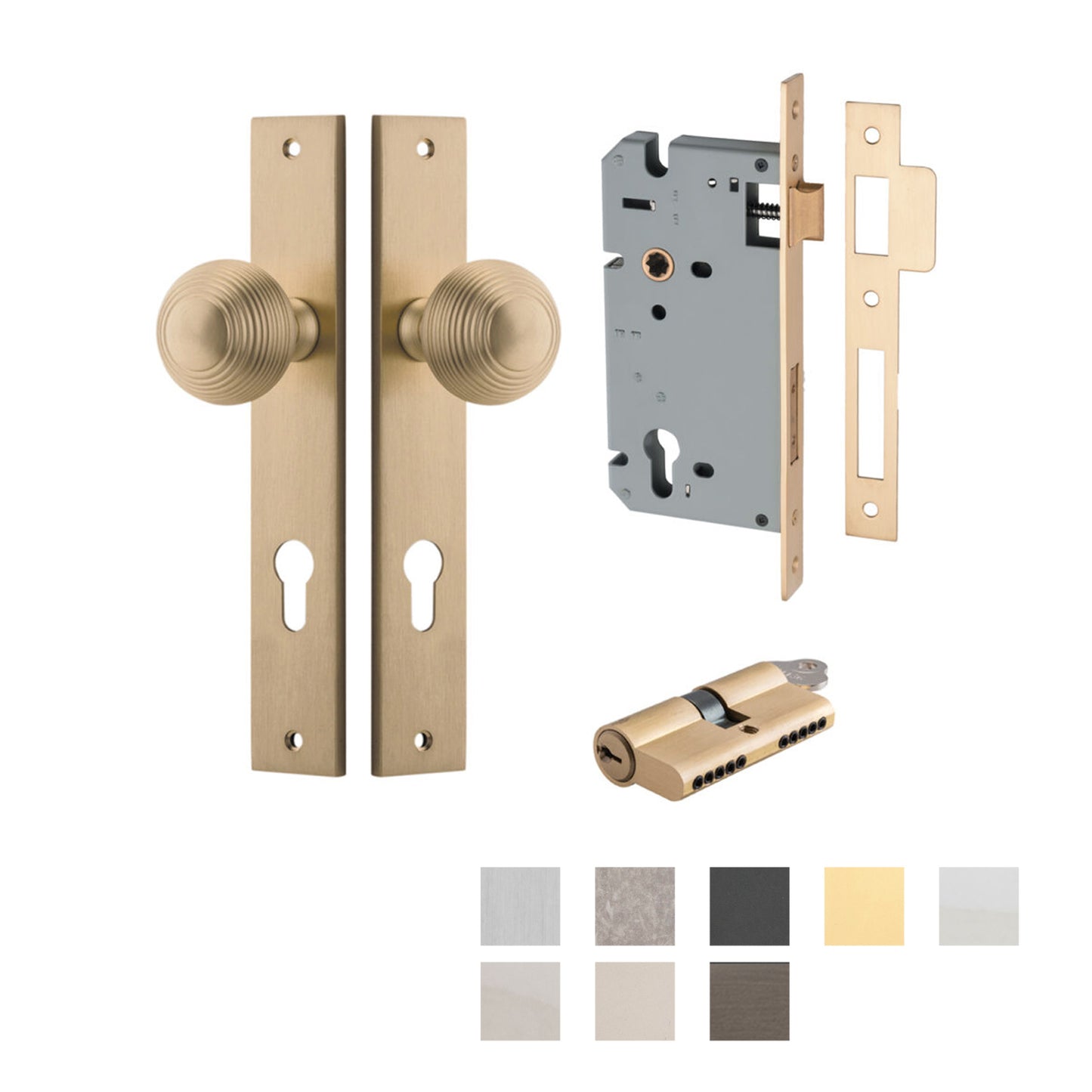Iver Guildford Door Knob on Rectangular Backplate Entrance Kit Key/Key