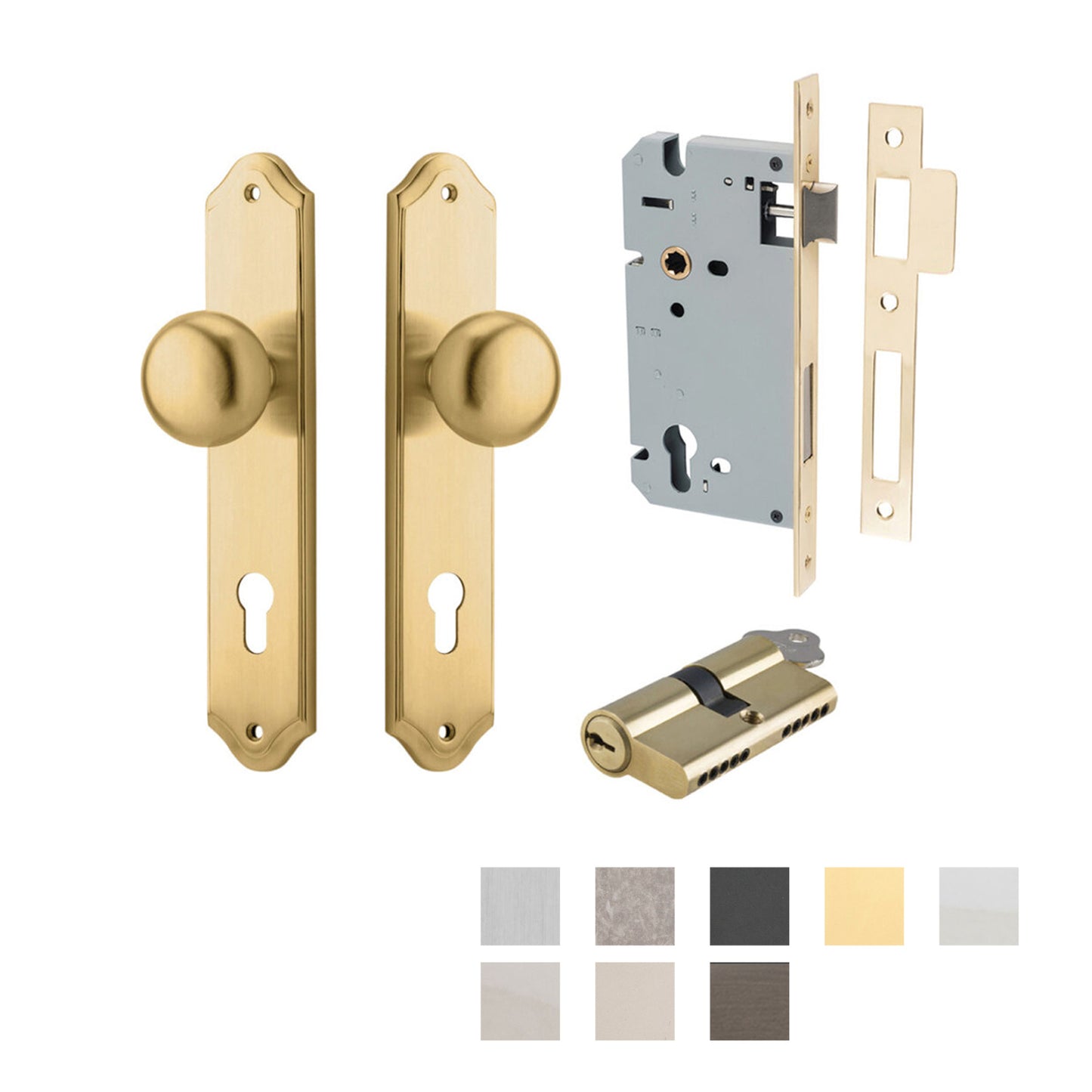 Iver Cambridge Door Knob on Shouldered Backplate Entrance Kit Key/Key