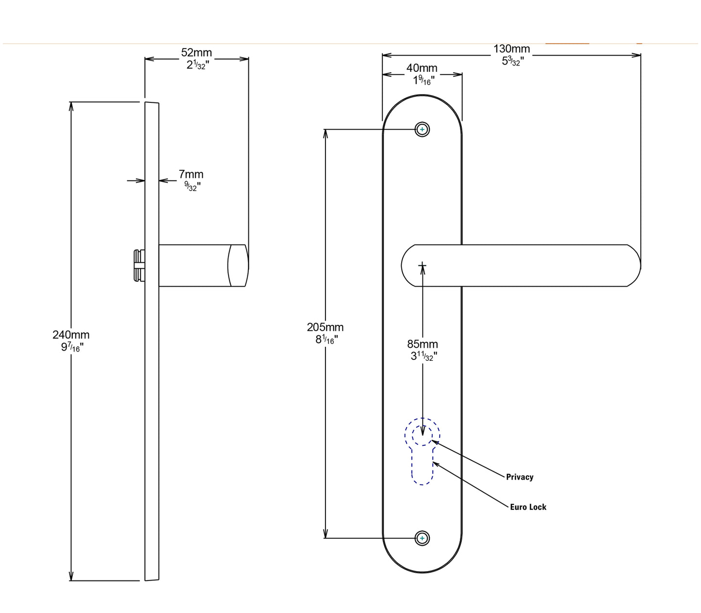 Iver Osaka Door Lever Handle on Oval Backplate Passage Kit - Available in Various Finishes