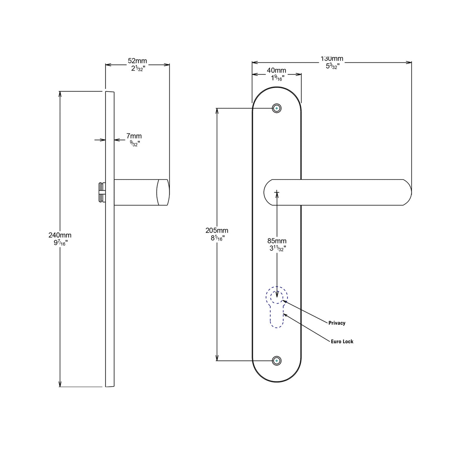 Iver Osaka Door Lever on Oval Backplate Privacy Kit with Turn - Available in Various Finishes