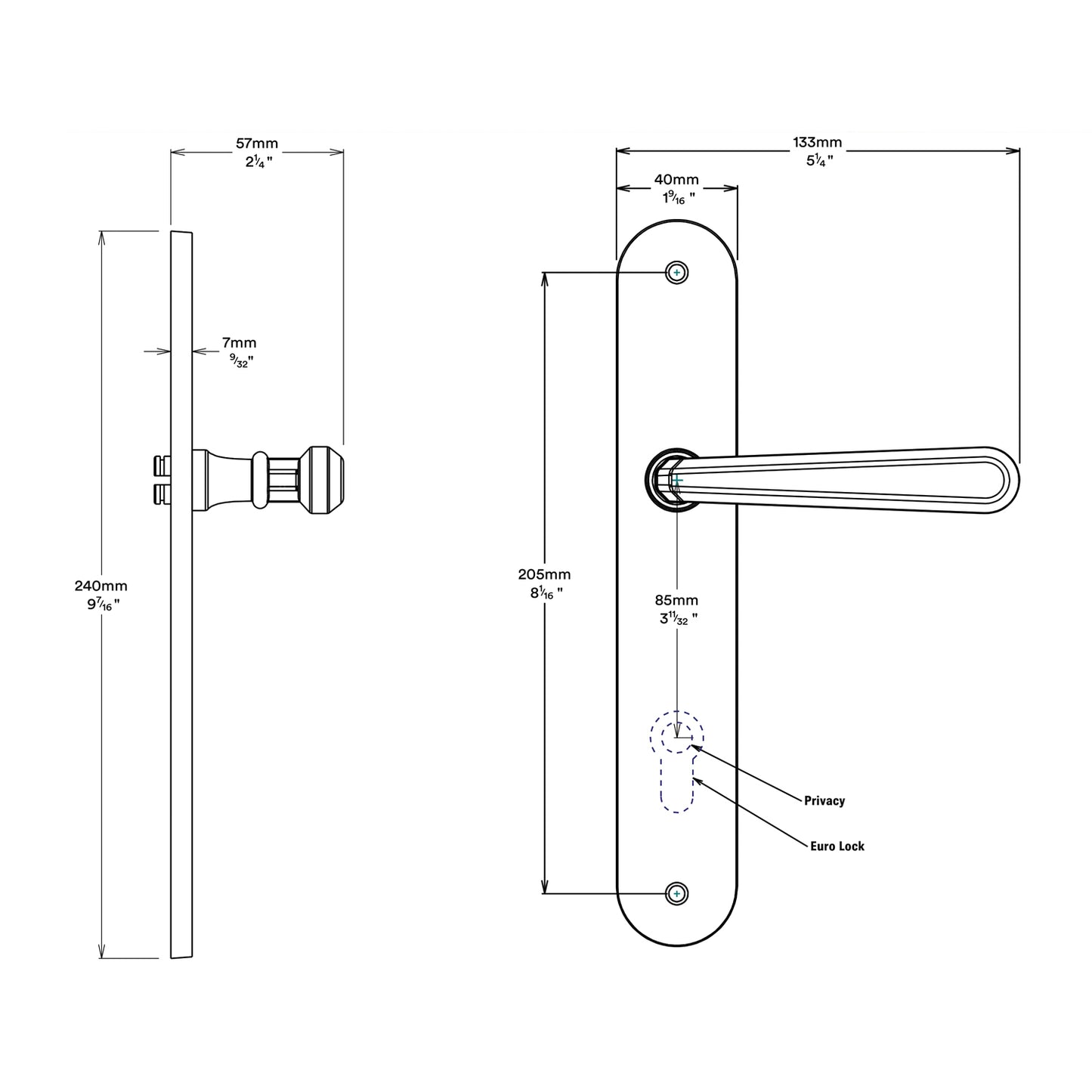 Iver Copenhagen Door Lever Handle on Oval Backplate Passage Kit - Available in Various Finishes