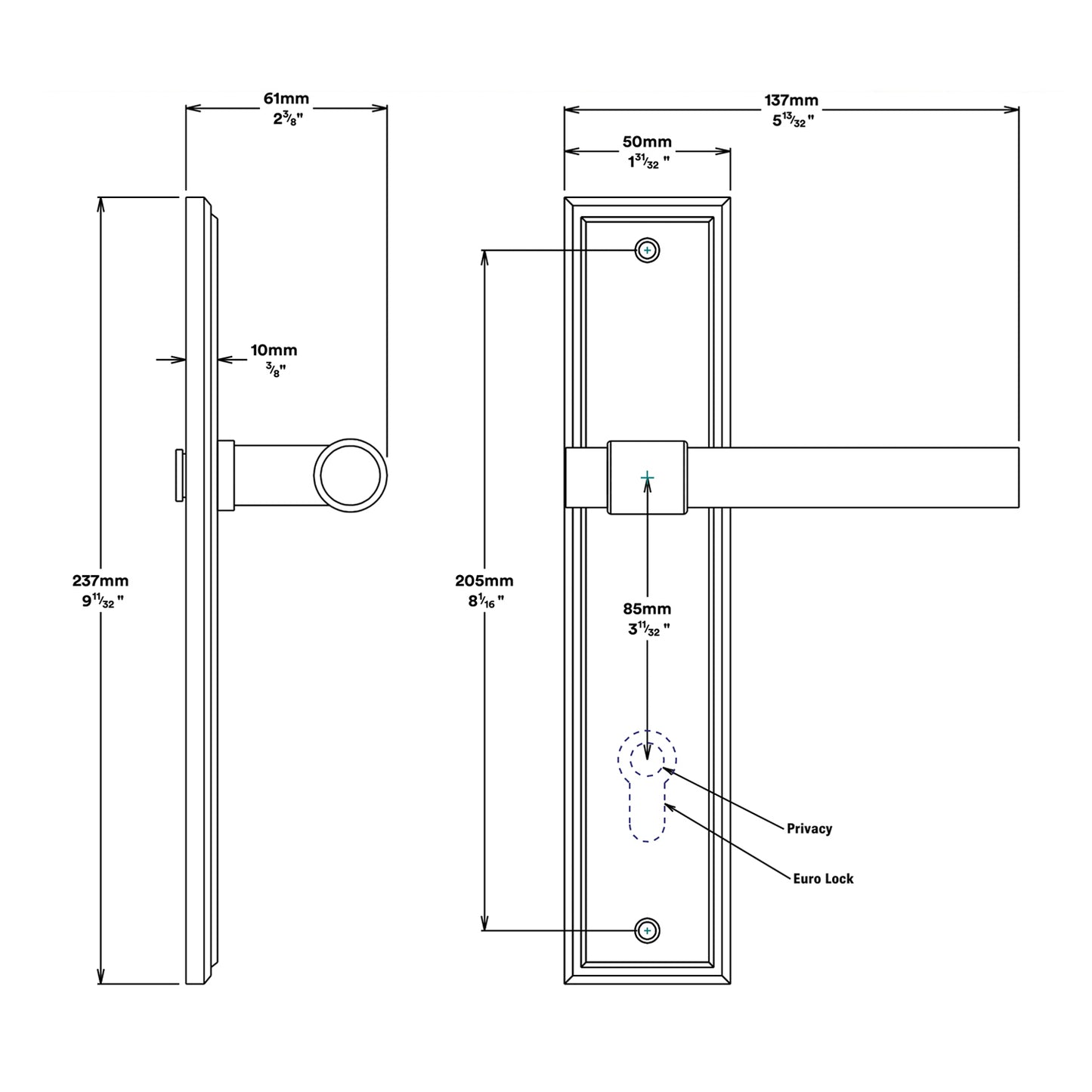 Iver Helsinki Door Lever Handle on Stepped Backplate Passage Kit - Available in Various Finishes