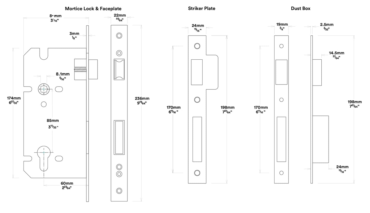 Iver Stirling Door Lever Handle on Rectangular Backplate Entrance Kit Key/Thumb