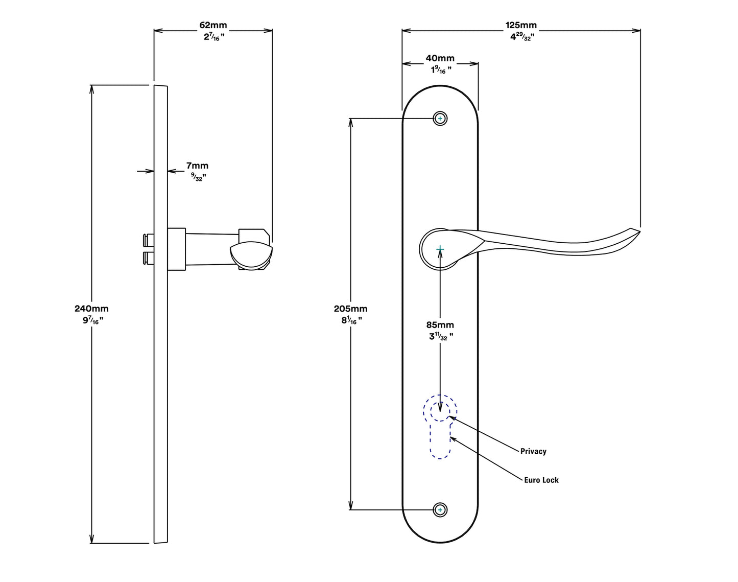 Iver Stirling Door Lever Handle on Oval Backplate Passage Kit - Available in Various Finishes
