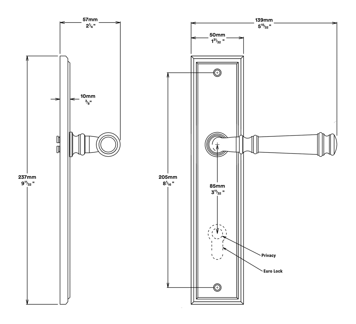 Iver Verona Door Lever on Stepped Backplate Entrance Kit Key/Thumb - Available in Various Finishes