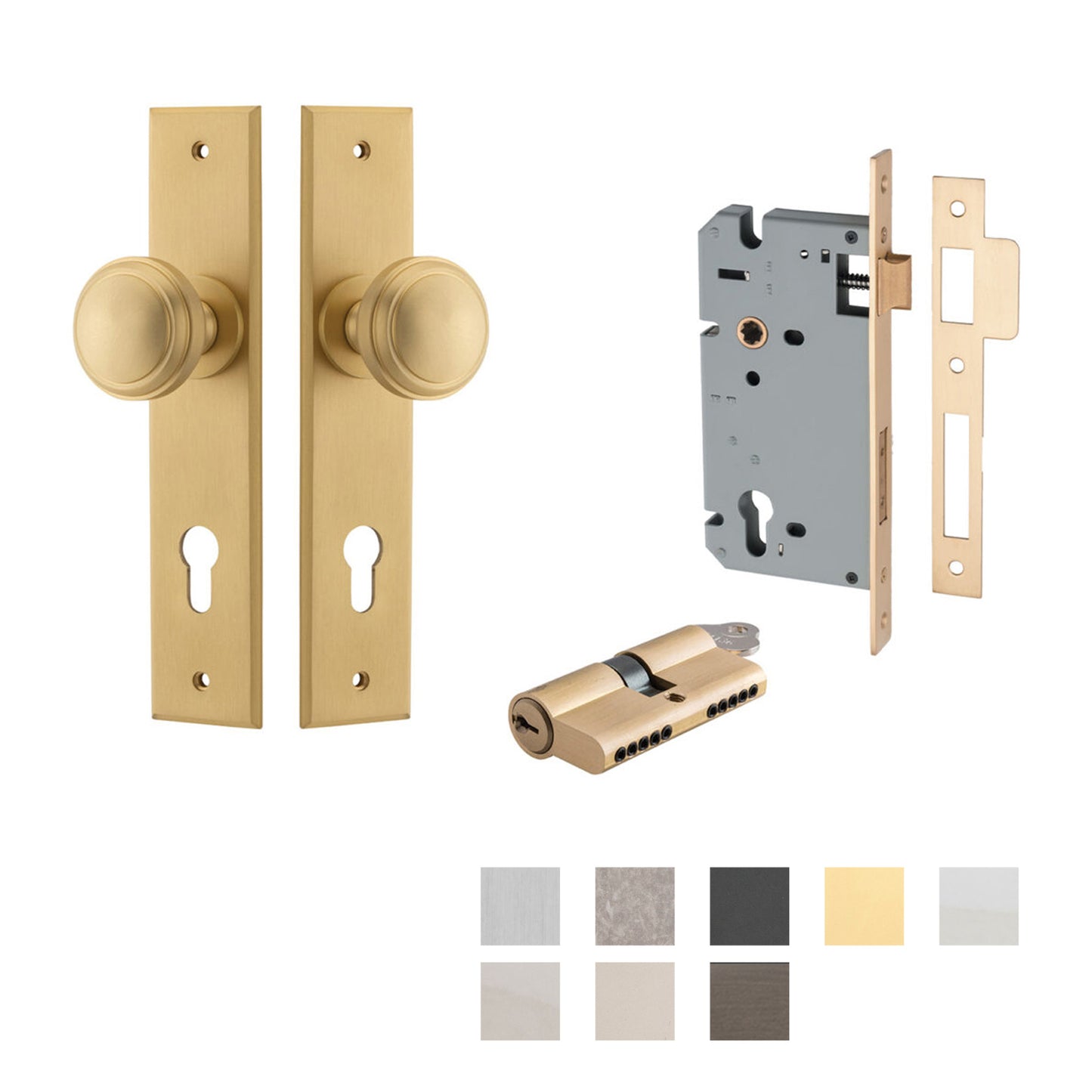 Iver Paddington Door Knob on Chamfered Backplate Entrance Kit Key/Key