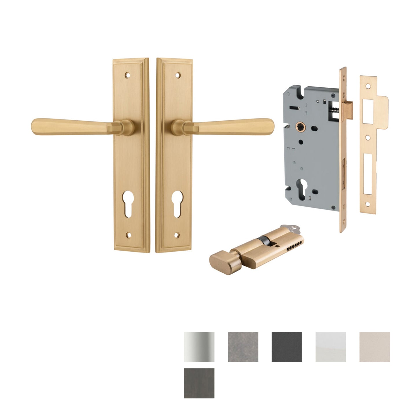 Iver Copenhagen Door Lever on Stepped Backplate Entrance Kit Key/Thumb