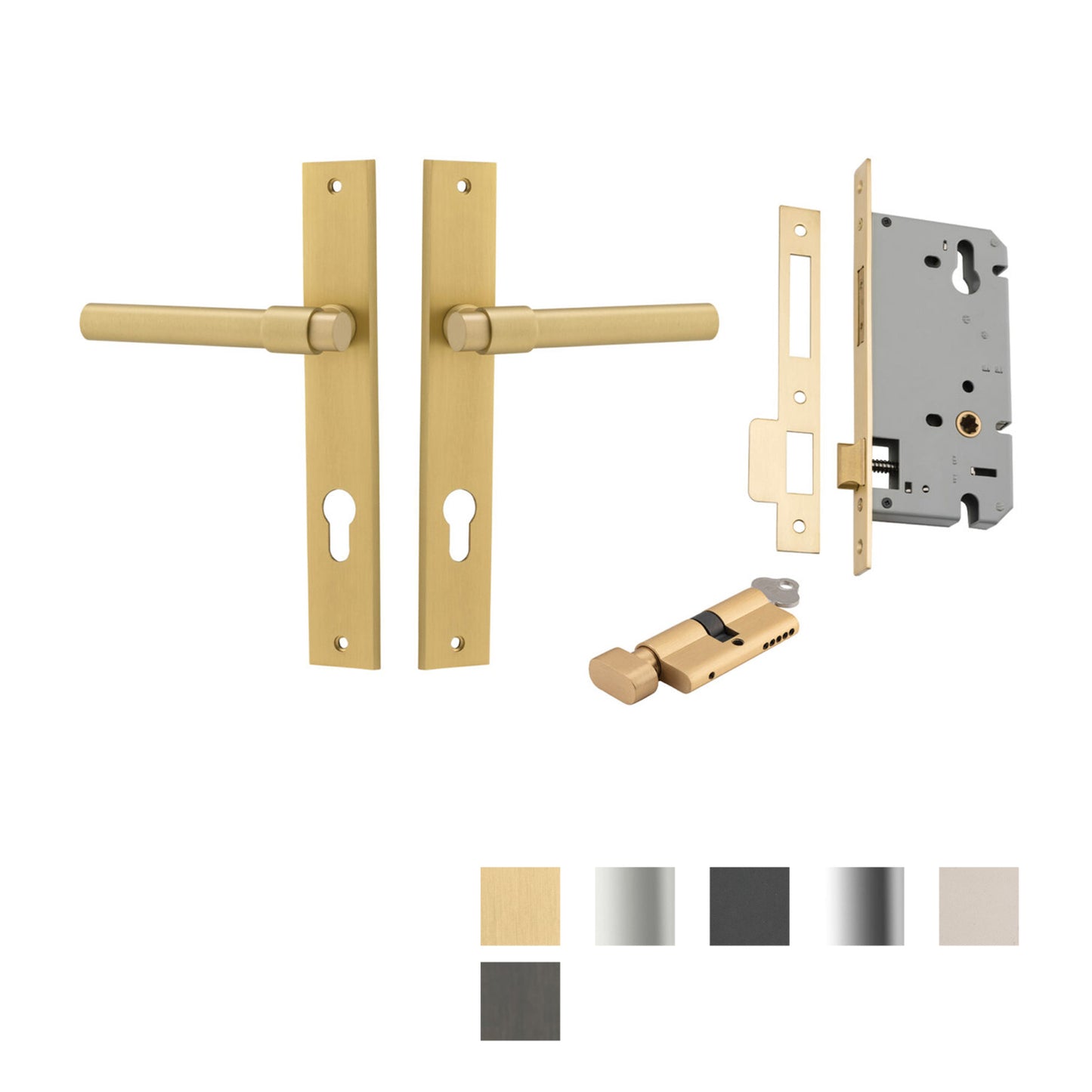 Iver Helsinki Door Lever on Rectangular Backplate Entrance Kit Key/Thumb