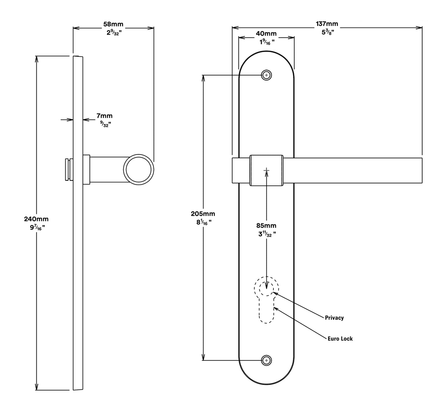 Iver Helsinki Door Lever on Oval Backplate Entrance Kit Key/Key - Available in Various Finishes