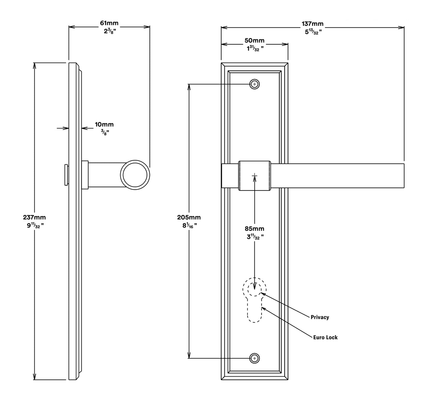 Iver Helsinki Door Lever on Stepped Backplate Entrance Kit Key/Thumb - Available in Various Finishes