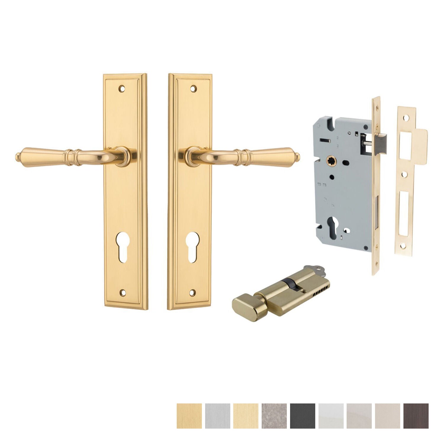 Iver Sarlat Door Lever Handle on Stepped Backplate Entrance Kit Key/Thumb