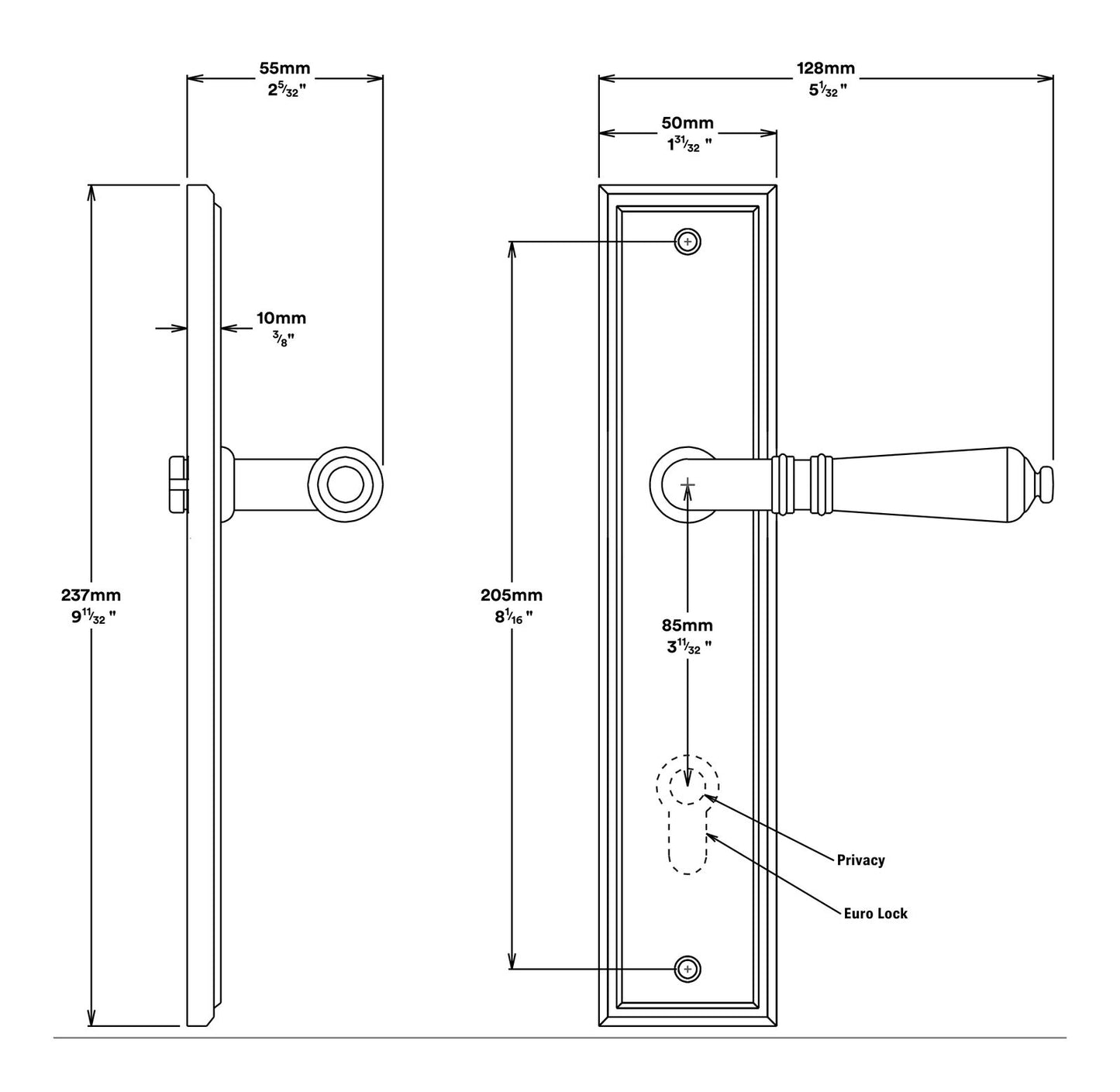 Iver Sarlat Door Lever Handle on Stepped Backplate Entrance Kit Key/Thumb