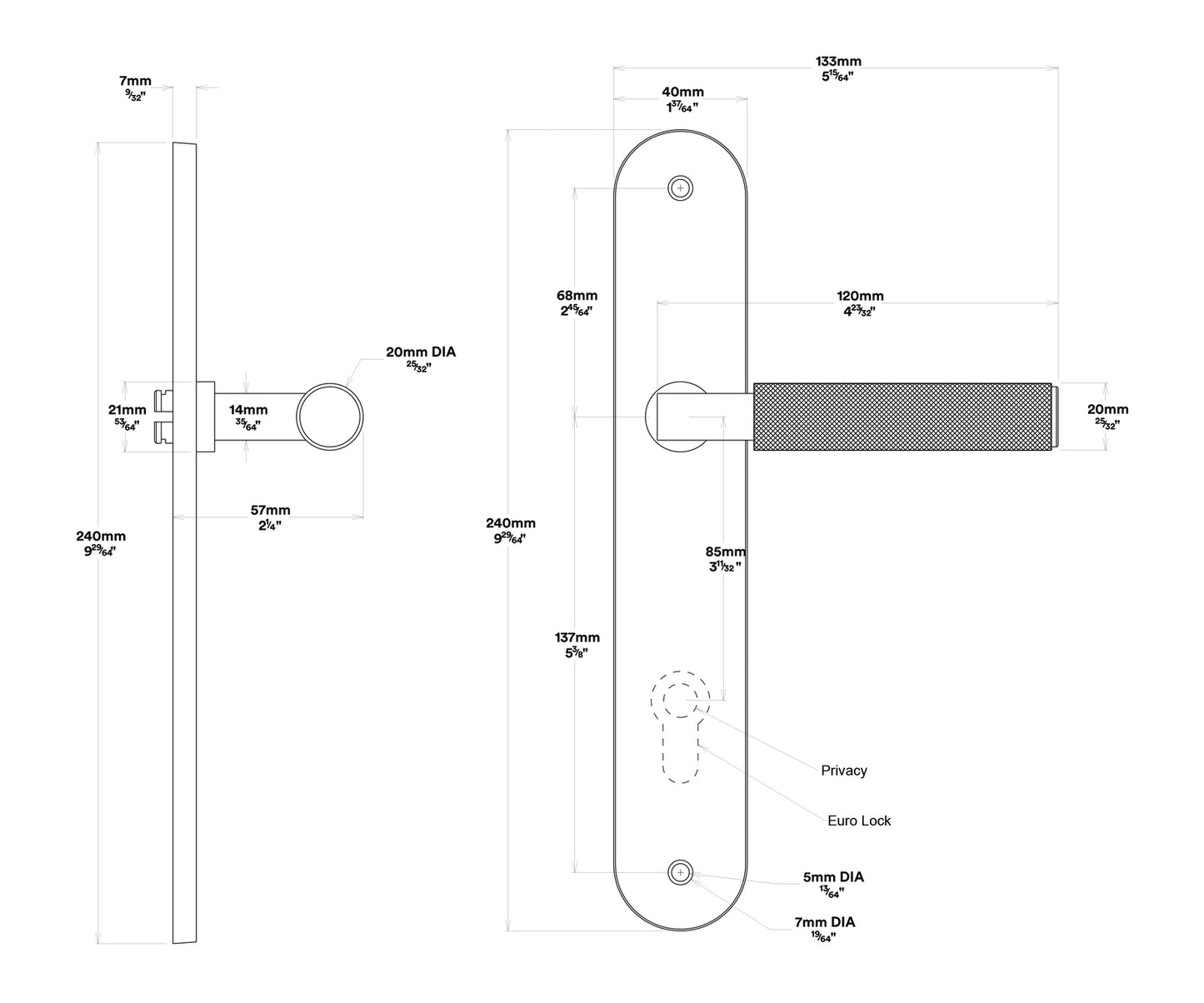 Iver Brunswick Door Lever on Rectangular Backplate Entrance Kit Key/Key