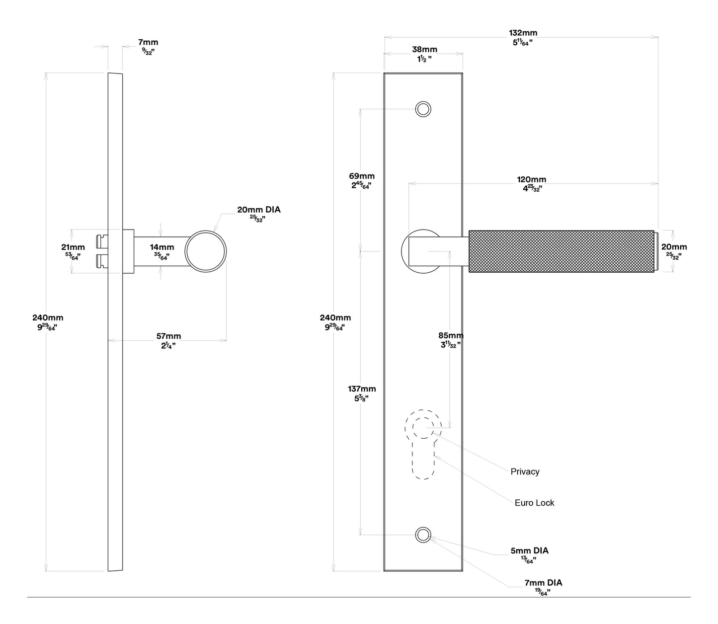 Iver Brunswick Door Lever on Rectangular Backplate Entrance Kit Key/Thumb